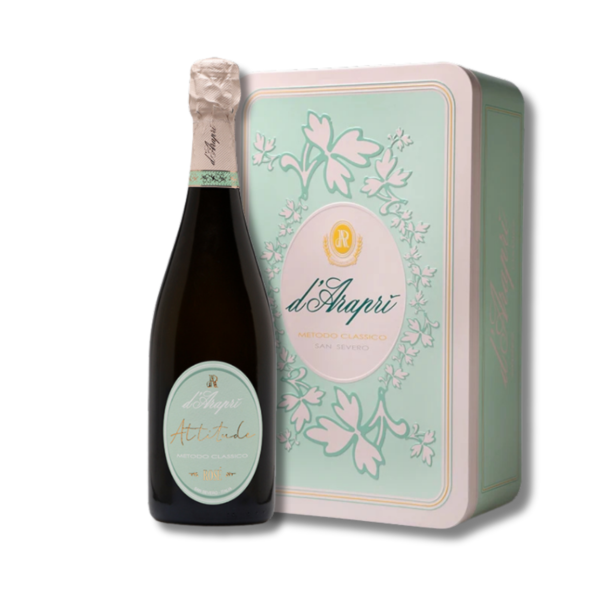 Gift Box Attitude Brut Rose e 2 Calici - D'araprì (confezione in latta)