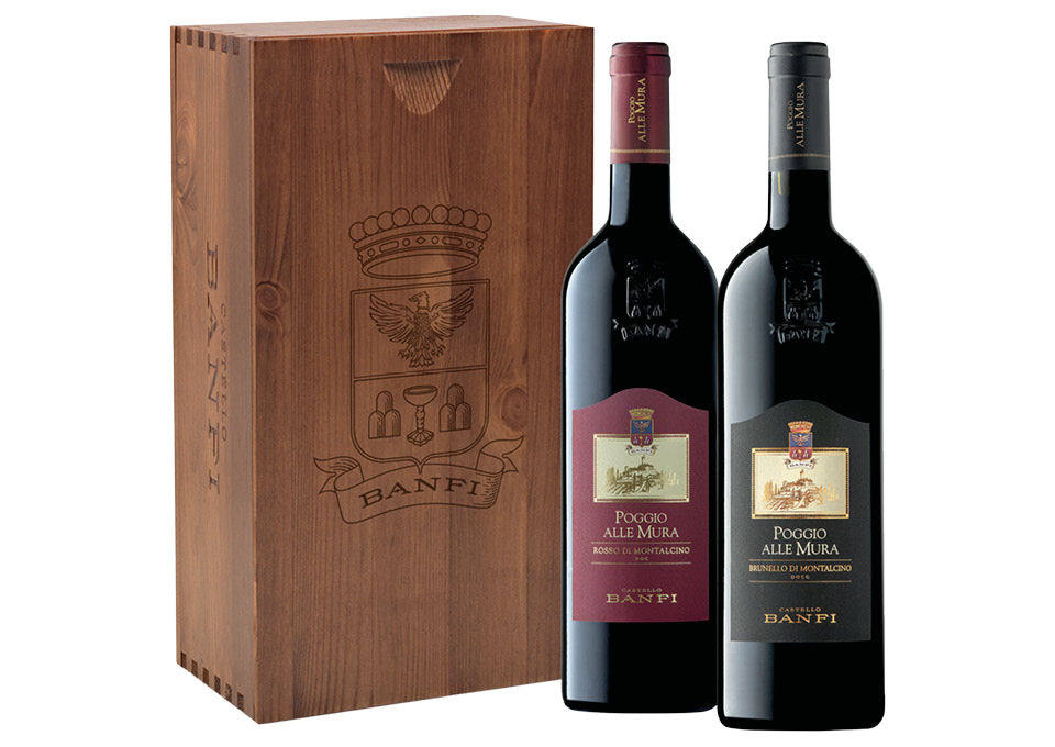 Cassetta Banfi "Poggio alle Mura" con Brunello e Rosso di Montalcino