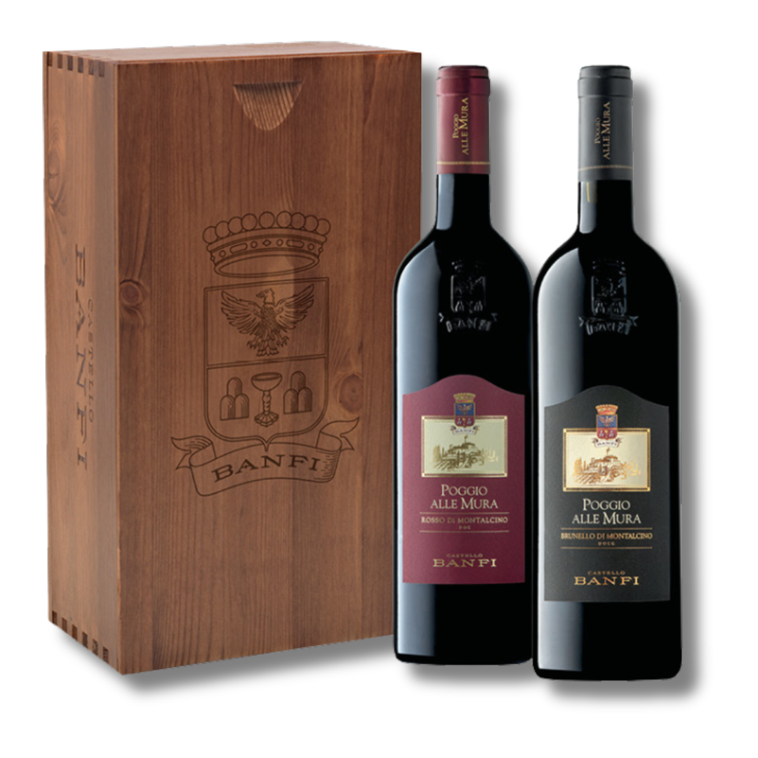 Cassetta Banfi "Poggio alle Mura" con Brunello e Rosso di Montalcino